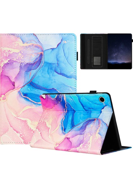 Samsung Galaxy Tab A8 10.5 (2021) X200 X205 (2022) Deri Business Folio Mermer Baskı Tablet Kılıfı (Yurt Dışından)