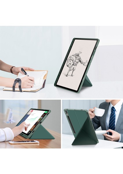 Seashell Digital Samsung Galaxy Tab S9 SM X810 (Wi Fi) SM X816B (5g Global) SM X818U (5g Us) Pu Deri Akıllı Origami Standlı Tablet Kılıfı (Yurt Dışından)