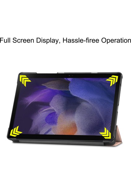 Samsung Galaxy Tab A8 10.5 (2021) A8 10.5 (2022) Üç Katlı Stand Pu Deri Sert Pc Iç Koruyucu Tablet Kılıfı (Yurt Dışından)