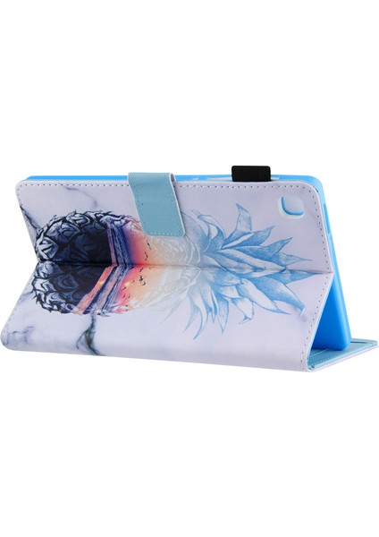 Desen Baskı Kartı Yuvaları Pu Deri Samsung Galaxy Tab A8 10.5 (2021) SM X200 X205 A8 10.5 (2022) PINEAPPLE Tablet Kılıfı (Yurt Dışından)