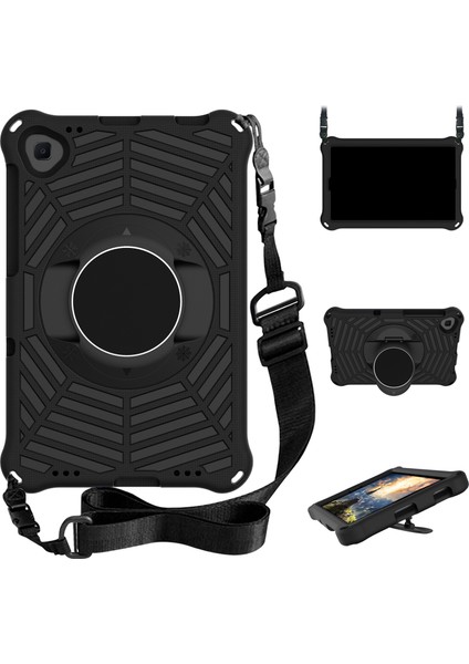 Örümcek Web Dokusu Samsung Galaxy Tab A 10.1 (2019) T510 SIYAH Omuz Askılı Eva Standı Tablet Kılıfı (Yurt Dışından)