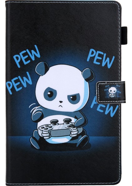 Desen Baskı Çok Açılı Stand Deri Kart Yuvası Samsung Galaxy Tab A 10.1 (2019) T510 T515 PANDA Joystick Tablet Kılıfı (Yurt Dışından)
