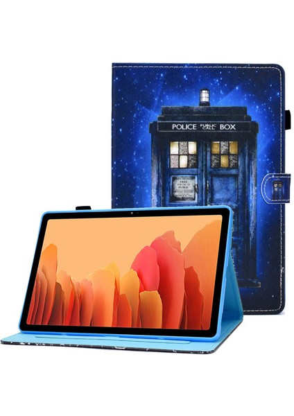 Samsung Galaxy Tab A7 10.4 (2020 2022) T500 T505 Dikiş Desen Baskı Kart Tutucu Standı Polis Kutusu Tablet Kılıfı (Yurt Dışından)
