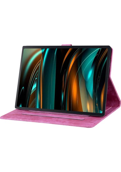 Samsung Galaxy Tab A8 10.5 (2021 2022) Kart Tutucu Deri Baskılı Çiçek Kedi Standı Tablet Kılıfı (Yurt Dışından)