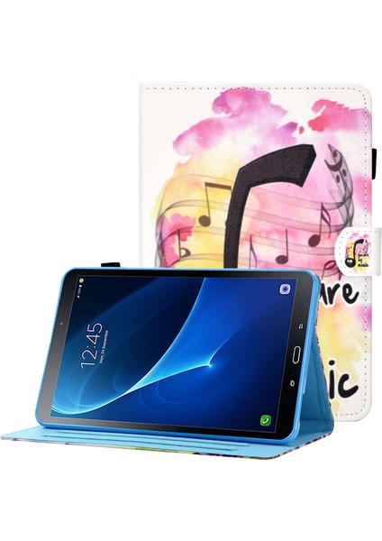 Samsung Galaxy Tab A 10.1 (T580 T585) Anti Drop Deri Dikişli Manyetik Kapatma Standı Kart Yuvaları Tablet Kılıfı (Yurt Dışından)