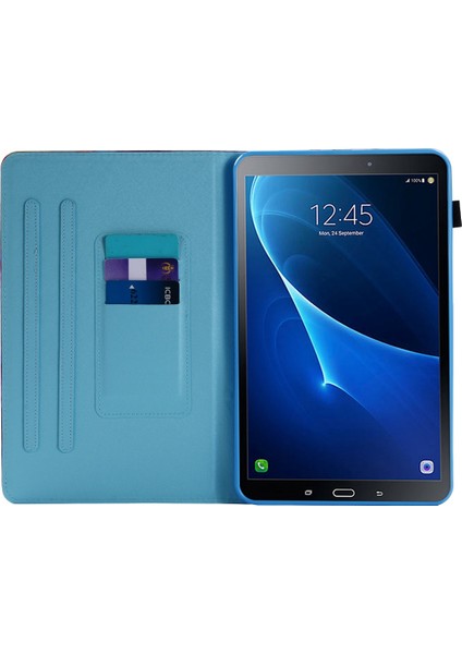 Samsung Galaxy Tab A 10.1 (T580 T585) Anti Drop Deri Dikişli Manyetik Kapatma Standı Kart Yuvaları Tablet Kılıfı (Yurt Dışından)