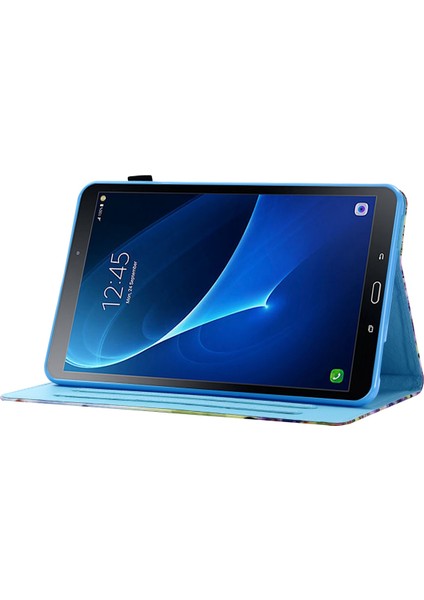 Samsung Galaxy Tab A 10.1 (T580 T585) Anti Drop Deri Dikişli Manyetik Kapatma Standı Kart Yuvaları Tablet Kılıfı (Yurt Dışından)