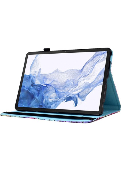 Samsung Galaxy Tab S8 X700 X706 (2022) TAB S7 T870 T875 (2020) Desen Baskı Standı Elastik Bantlı Dalgalı Desenli Tablet Kılıfı (Yurt Dışından) modelleri