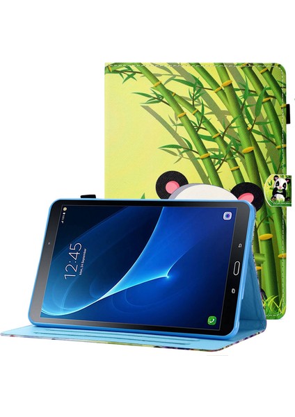 Samsung Galaxy Tab A 10.1 (T580 T585) Anti Drop Deri Dikişli Manyetik Kapatma Standı Kart Yuvaları Tablet Kılıfı (Yurt Dışından)