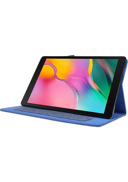 Çizilmez Kumaş Doku Kart Yuvaları Standı Deri Samsung Galaxy Tab A7 10.4 (2020 2022) T500 Tablet Kılıfı (Yurt Dışından)