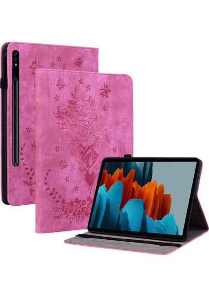 Deri Samsung Galaxy Tab S7 s8 Kart Yuvaları Standı Baskılı Tablet Kılıfı (Yurt Dışından)