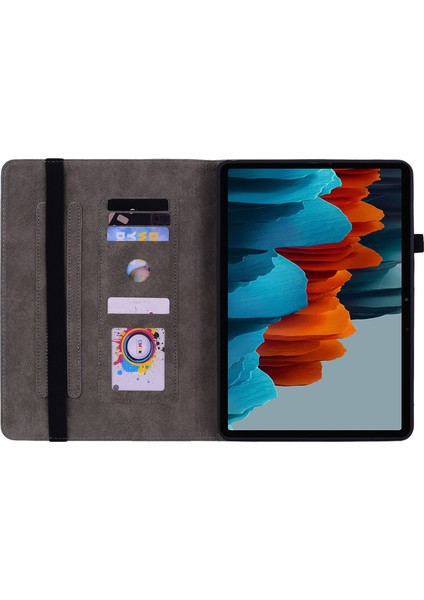 Deri Samsung Galaxy Tab S7 s8 Kart Yuvaları Standı Baskılı Tablet Kılıfı (Yurt Dışından)