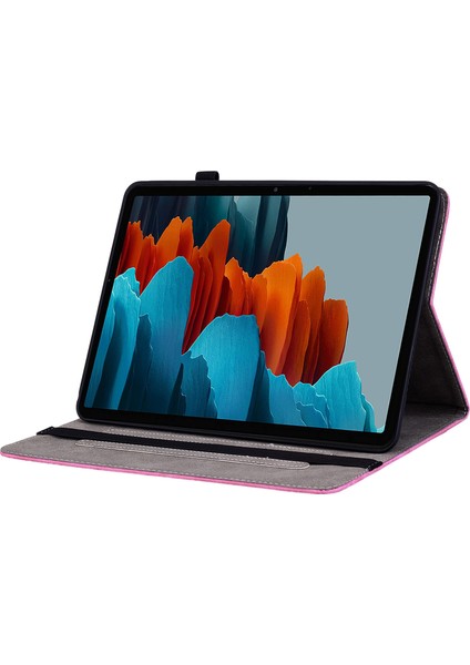 Deri Samsung Galaxy Tab S7 s8 Kart Yuvaları Standı Baskılı Tablet Kılıfı (Yurt Dışından)