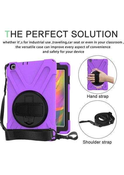 Samsung Galaxy Tab A 8.0 (2019) X Shape Pc Tpu Birleşik 360 Derece Dönebilen Kickstand el Kayışı Omuz Askısı SM T290 SM T295 Tablet Kılıfı (Yurt Dışından) fırsatları