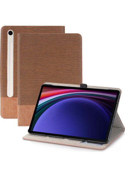 Samsung Galaxy Tab S9 Kart Yuvaları Çapraz Doku Pu Deri Tablet Kılıfı (Yurt Dışından)