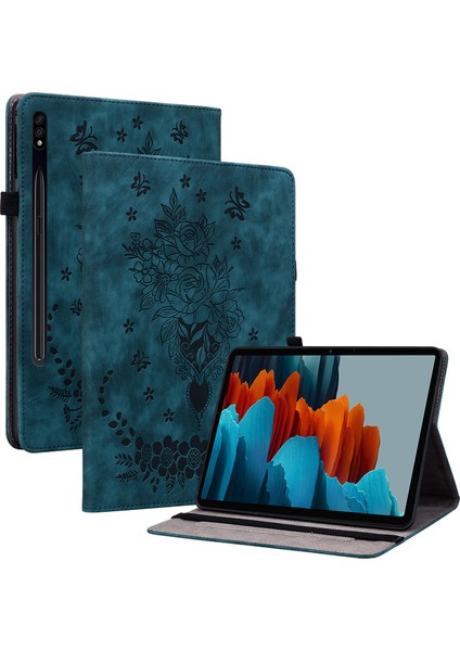 Deri Samsung Galaxy Tab S7 s8 Kart Yuvaları Standı Baskılı Tablet Kılıfı (Yurt Dışından)