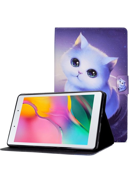 Samsung Galaxy Tab A 8.0 (2019) SM T290 (Wi Fi) Desen Baskı Pu Deri Manyetik Toka Standı Kartlı Pocket Cat Tablet Kılıfı (Yurt Dışından)