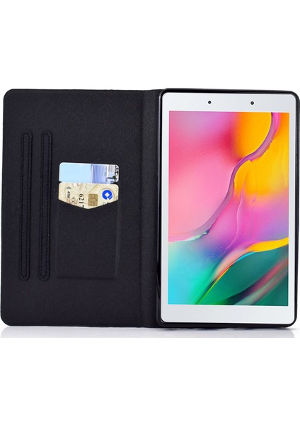 Samsung Galaxy Tab A 8.0 (2019) SM T290 (Wi Fi) Desen Baskı Pu Deri Manyetik Toka Standı Kartlı Pocket Cat Tablet Kılıfı (Yurt Dışından)