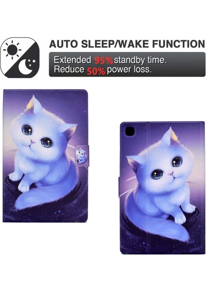 Samsung Galaxy Tab A 8.0 (2019) SM T290 (Wi Fi) Desen Baskı Pu Deri Manyetik Toka Standı Kartlı Pocket Cat Tablet Kılıfı (Yurt Dışından)