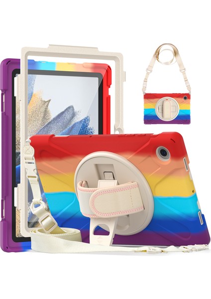 Samsung Galaxy Tab A8 10.5 (2021 2022) Standı Pc Silikon El Askısı Omuz Askılı Koruyucu Tablet Kılıfı (Yurt Dışından)