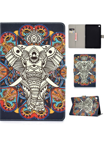 Samsung Galaxy Tab S5E SM T720 ELEPHANT Desenli Deri Tablet Kılıfı (Yurt Dışından)
