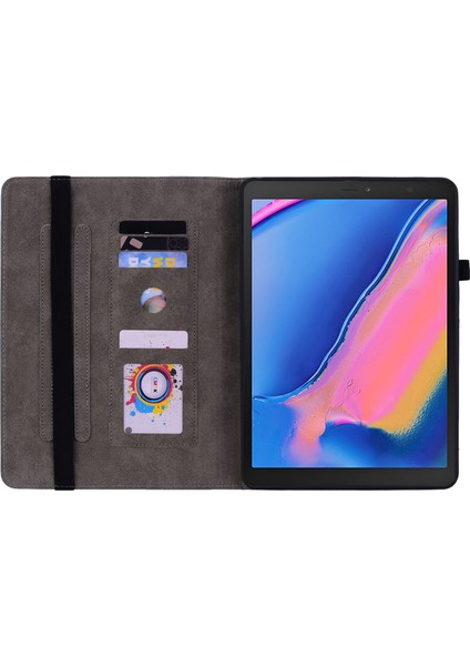 Samsung Galaxy Tab A 8.0 (2019) SM T290 (WI FI) SM T295 (Lte) Pu Deri Kart Tutucu Baskılı Standı Tablet Kılıfı (Yurt Dışından)