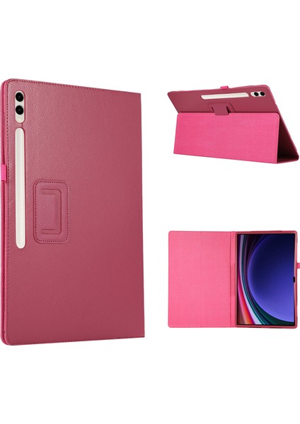 Samsung Galaxy Tab S9 Ultra Pu Deri Iki Katlı Stand Rose Tablet Kılıfı (Yurt Dışından)