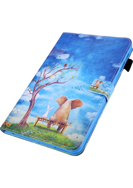 Samsung Galaxy Tab A7 10.4 (2020 2022) SM T500 T505 Shell Rabit fil Desenli Standlı Deri Koruyucu Tablet Kılıfı (Yurt Dışından)