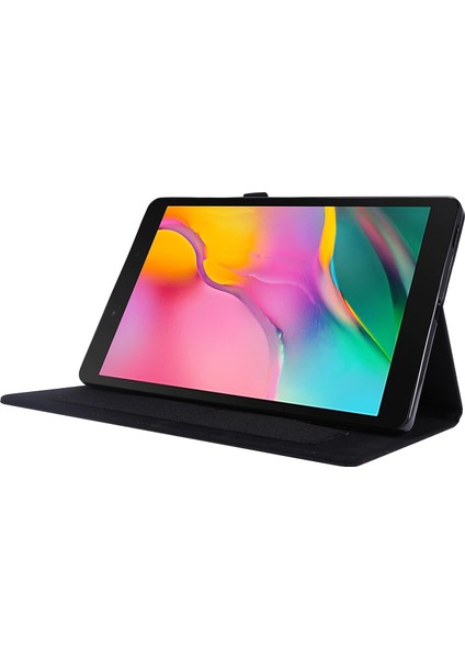 Çizilmez Kumaş Doku Kart Yuvaları Standı Deri Samsung Galaxy Tab A7 10.4 (2020 2022) T500 SIYAH Tablet Kılıfı (Yurt Dışından)