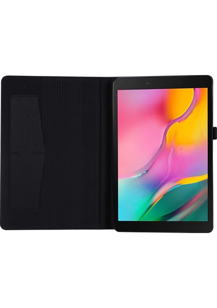 Çizilmez Kumaş Doku Kart Yuvaları Standı Deri Samsung Galaxy Tab A7 10.4 (2020 2022) T500 SIYAH Tablet Kılıfı (Yurt Dışından)