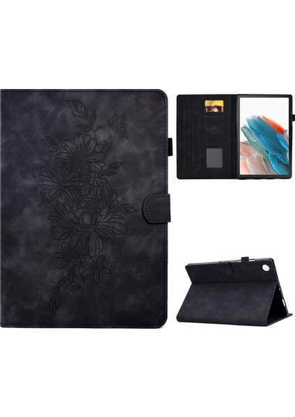 Samsung Galaxy Tab A8 10.5 (2021 20222) X200 X205 Çiçek Desen Baskılı Pu Deri Dikiş Hattı Standı Tablet Kılıfı (Yurt Dışından)
