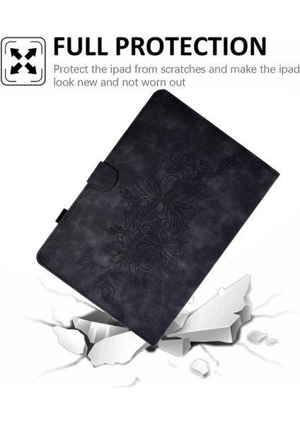 Samsung Galaxy Tab A8 10.5 (2021 20222) X200 X205 Çiçek Desen Baskılı Pu Deri Dikiş Hattı Standı Tablet Kılıfı (Yurt Dışından)
