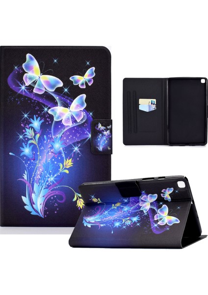 Samsung Galaxy Tab A7 10.4 (2020) T500 LER Çiçekler Stand Desen Baskı Deri Tam Koruma Tablet Kılıfı (Yurt Dışından)