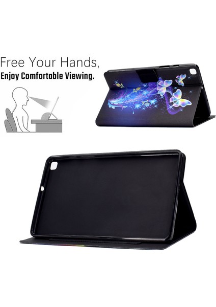Samsung Galaxy Tab A7 10.4 (2020) T500 LER Çiçekler Stand Desen Baskı Deri Tam Koruma Tablet Kılıfı (Yurt Dışından)