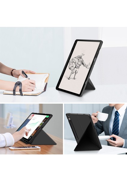 Samsung Galaxy Tab S9 SM X810 (Wi Fi) SM X816B (5g Global) SM X818U (5g Us) Pu Deri Akıllı Origami Standlı Tablet Kılıfı (Yurt Dışından)