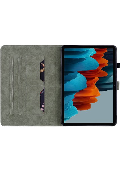 Samsung Galaxy Tab S7 s8 Anti Drop Tpu Pu Deri Tiger Otomatik Uyandırma uyku Koruyucu Standlı kart Yuvası Tablet Kılıfı (Yurt Dışından)