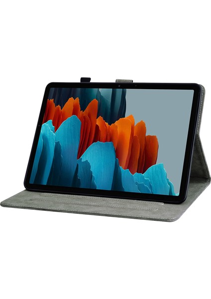 Samsung Galaxy Tab S7 s8 Anti Drop Tpu Pu Deri Tiger Otomatik Uyandırma uyku Koruyucu Standlı kart Yuvası Tablet Kılıfı (Yurt Dışından)