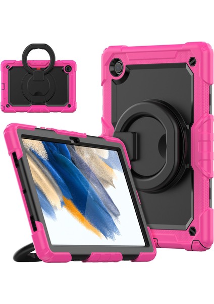 Samsung Galaxy Tab A8 10.5 (2021 2022) Ekran Çerçeveli Silikon Pc Hibrit Dahili Ekran Koruyucu Döner Tablet Kılıfı (Yurt Dışından)