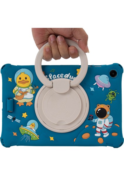 Samsung Galaxy Tab A9 X216 Dönebilen Tekme Standı Sevimli Karikatür Silikon Kordon Tablet Kılıfı (Yurt Dışından) fırsatları