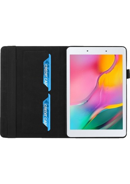 Eşkenar Dörtgen Baskı Tam Koruyucu Cilt Dokunmatik Pu Deri Koruyucu Samsung Galaxy Tab A 8.0 WI FI(2019)SM T290 Kart Yuvaları Tablet Kılıfı (Yurt Dışından)