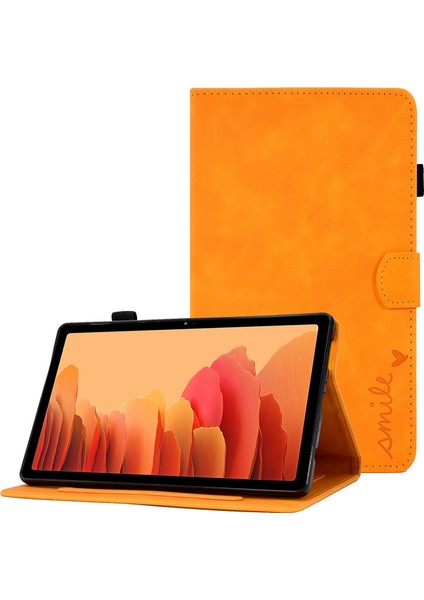 Samsung Galaxy Tab A7 10.4 (2020 2022) T500 Solmaya Karşı Baskılı Desenli Deri Kart Yuvaları Stand Haki Tablet Kılıfı (Yurt Dışından)
