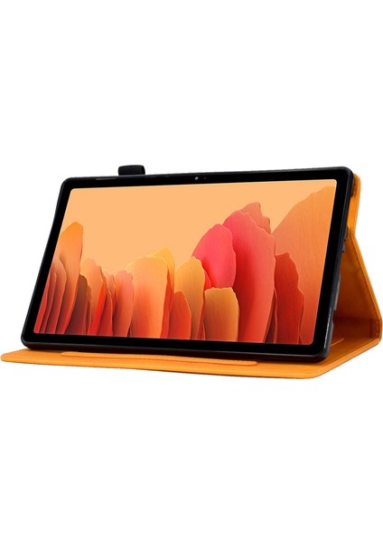 Samsung Galaxy Tab A7 10.4 (2020 2022) T500 Solmaya Karşı Baskılı Desenli Deri Kart Yuvaları Stand Haki Tablet Kılıfı (Yurt Dışından)