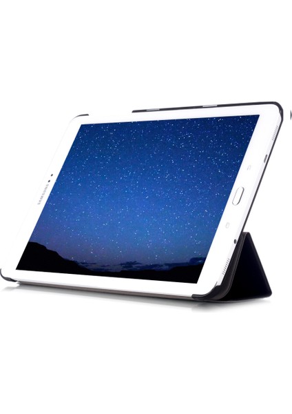 Dokulu Anti Çizik Üç Katlı Stand Akıllı Deri Samsung Galaxy Tab S2 9.7 T810 T815 SIYAH Tablet Kılıfı (Yurt Dışından)