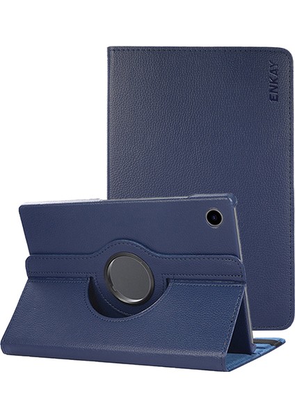 Samsung Galaxy Tab A8 10.5 (2021 2022) 360 Derece Dönen Stand Litchi Doku Otomatik Uyandırma uyku Premium Pu Deri Tablet Kılıfı (Yurt Dışından)