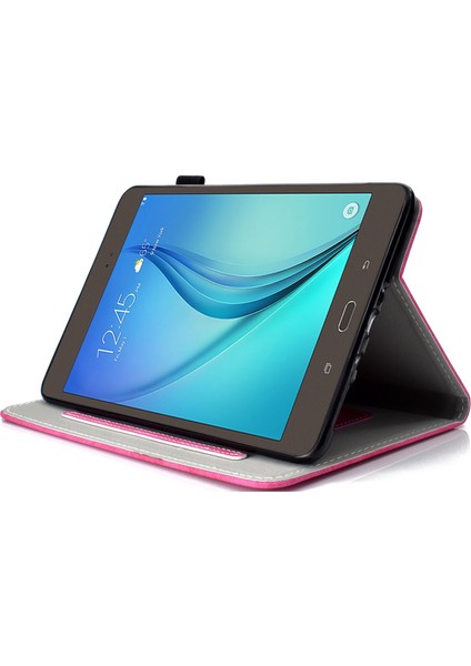 Samsung Galaxy Tab A 8.0 SM T350 T355C (2015) Kumaş Doku Pu Deri Standı Kart Tutucu Tablet Kılıfı (Yurt Dışından)