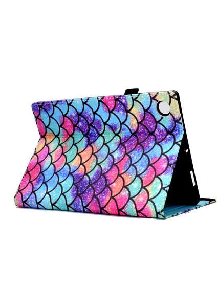 Samsung Galaxy Tab A9 Pu Deri Elastik Bant Desen Baskı Dalgalı Desen Tablet Kılıfı (Yurt Dışından) fiyatları