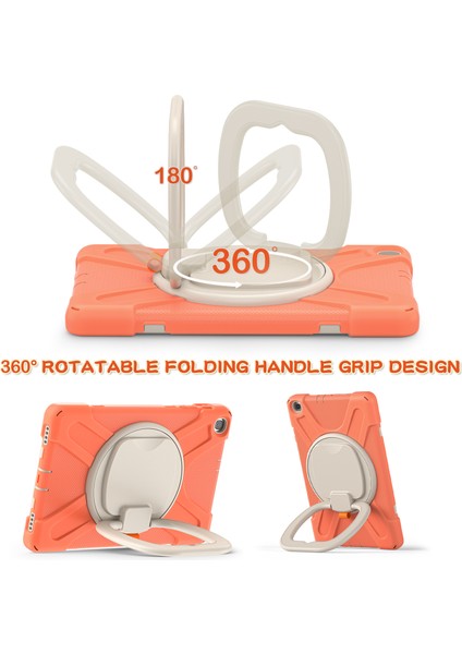 Darbeye Dayanıklı Tablet Kılıfı Pc + Silikon 360 Derece Dönebilen Kick Stand Kılıfı Samsung Galaxy Tab A 10.1 (2019) SM-T510 (WI-FI)/SM-T515 (Lte)-Turuncu/beyaz (Yurt Dışından) fiyatları