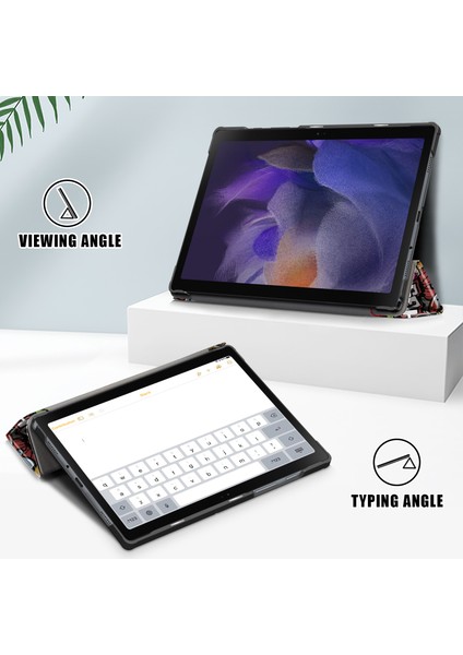 Desen Baskı Üç Katlı Stand Sert Pc Yumuşak Pu Deri Koruyucu Samsung Galaxy Tab A7 Lite 8.7 Inç SM T220 (Wi Fi) Graffiti Tablet Kılıfı (Yurt Dışından)