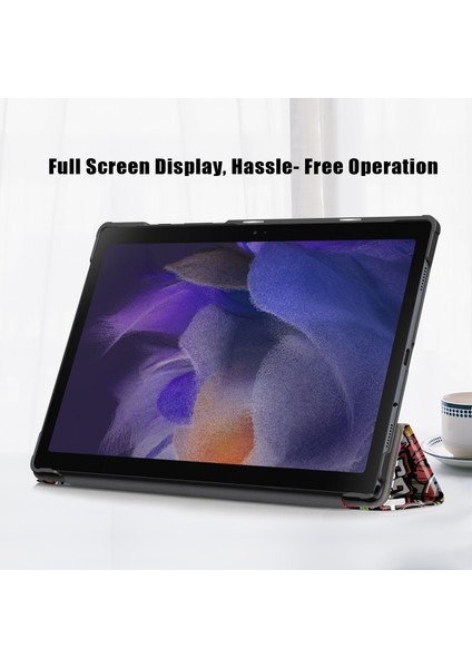 Desen Baskı Üç Katlı Stand Sert Pc Yumuşak Pu Deri Koruyucu Samsung Galaxy Tab A7 Lite 8.7 Inç SM T220 (Wi Fi) Graffiti Tablet Kılıfı (Yurt Dışından)