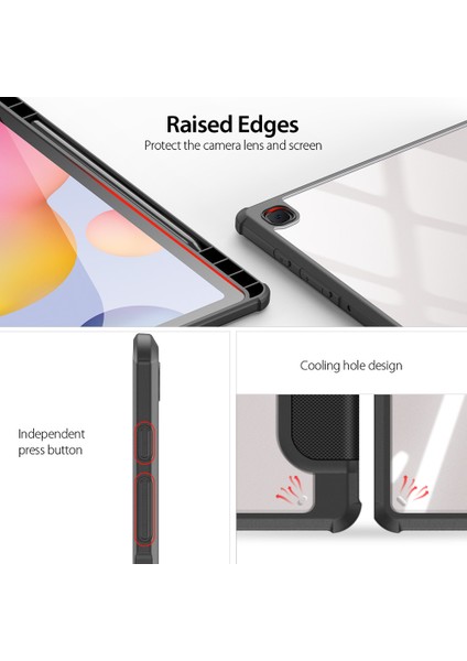 Üç Katlı Standlı Deri Samsung Galaxy Tab S6 Lite (2020) P610 P615 S6 Lite (2022 2024) SIYAH Tablet Kılıfı (Yurt Dışından)